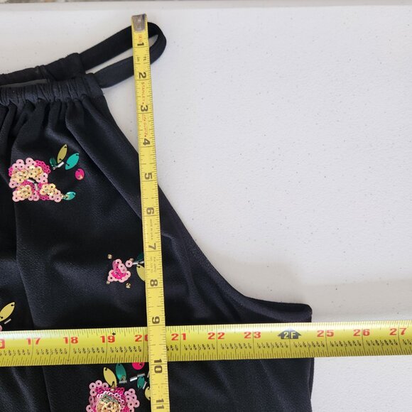 INC Black Halter Top, Multi-color Sequin Flowers, Bubble Hem, Plus Size 2X - Picture 15 of 15